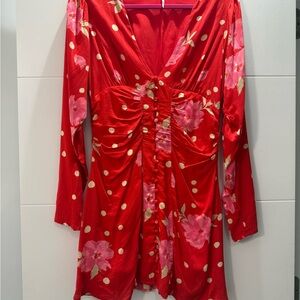 Red Floral Polka Dot Dress